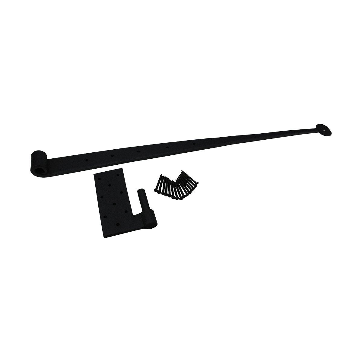 Lift Off Pintle Strap Hinge 24 in. Black Wrought Iron Rustic Reversible Pintle Bean Strap Gate and Door Hinges with