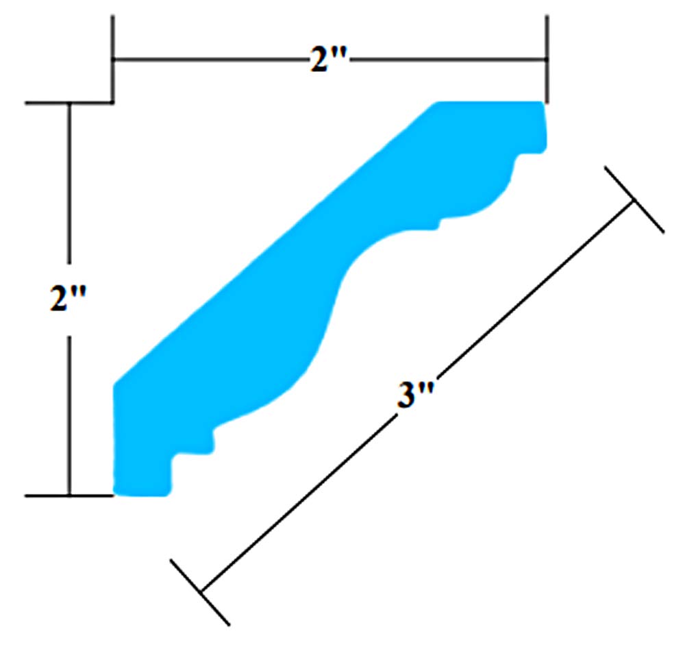 Molding - Polyurethane Crown Moulding Manufactured with a Dense Architectural Compound (Not Styrofoam). Breadth 3". 6