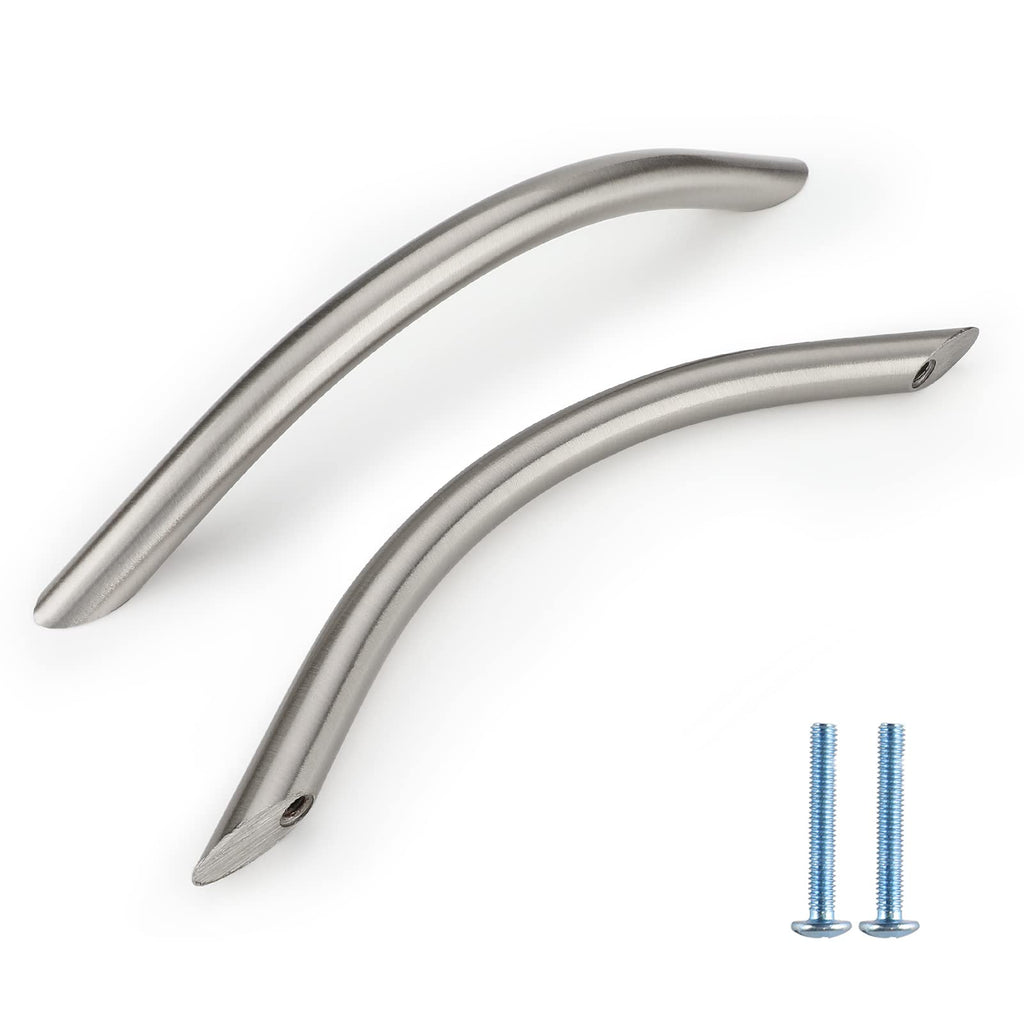 Solid Brushed Nickel Cabinet Pulls, 5 Inch Silver Arched Drawer Handles, 25 Pack Kitchen Cabinet Hardware, Screws