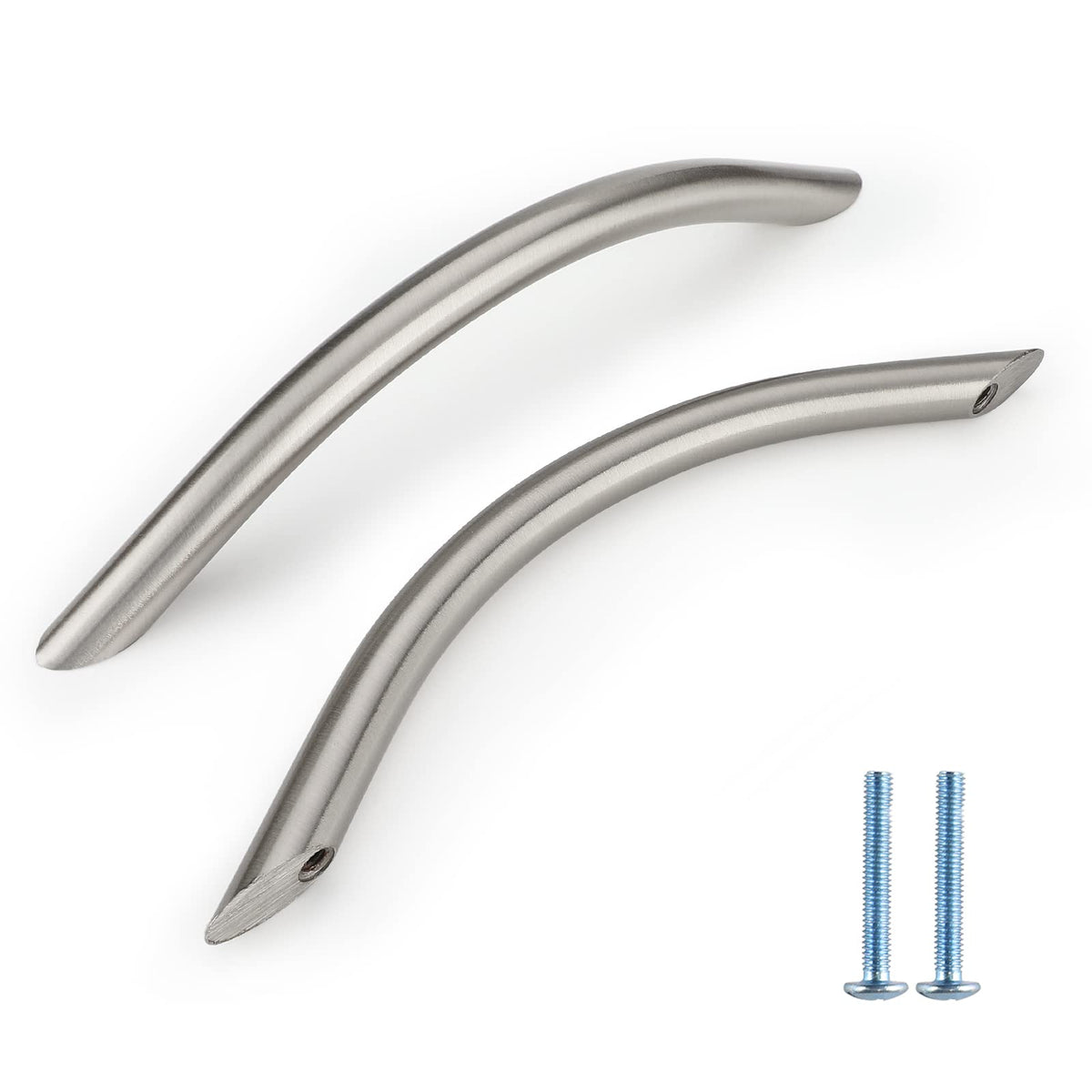 Solid Brushed Nickel Cabinet Pulls, 5 Inch Silver Arched Drawer Handles, 25 Pack Kitchen Cabinet Hardware, Screws