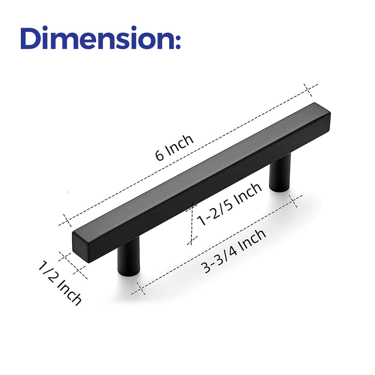 Matte Black Cabinet Hardware Square Pulls, 3.75 Inch, 35 Pack