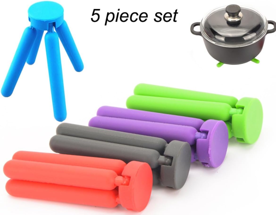 Thick Silicone Trivets for Hot Dishes Eco-Friendly Foldable Trivets for Hot Pots and Pans Folding Trivet Save - Set of 5