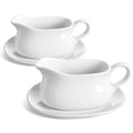 17oz Gravy Boat with Saucer Stand, Set of 2, Ceramic Sauce Boat with Tray for Salad Dressings, Creamer, Broth, Black