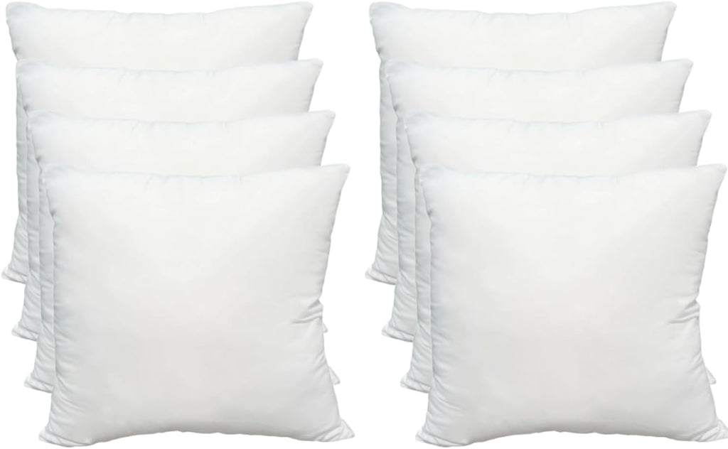 Luxury Throw Pillow Inserts, 18 x 18 inches Hypoallergenic Ultra Soft White Polyester Microfiber Durable - Set of 8