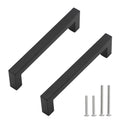 5 Pack 6-1/4 Inch Matte Black Cabinet Pulls, Square Drawer Handles