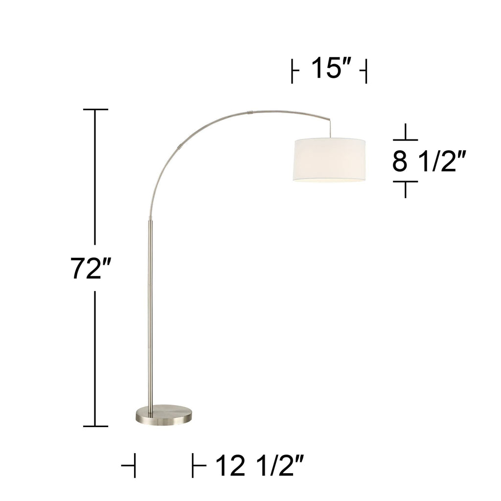 Inspired Arco Style Cora 72" Tall Brushed Nickel Modern Arc Floor Lamp