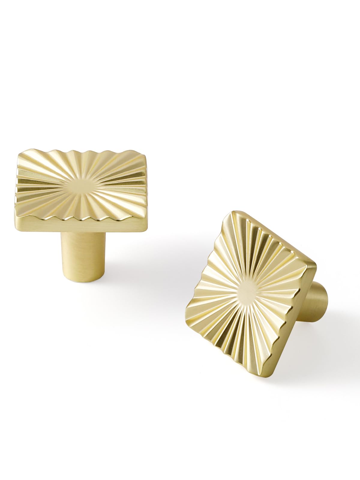 5 Pack Gold Cabinet Knobs Square Brushed Brass Drawer Pulls Bathroom Dresser Handles Hardware Zinc Alloy