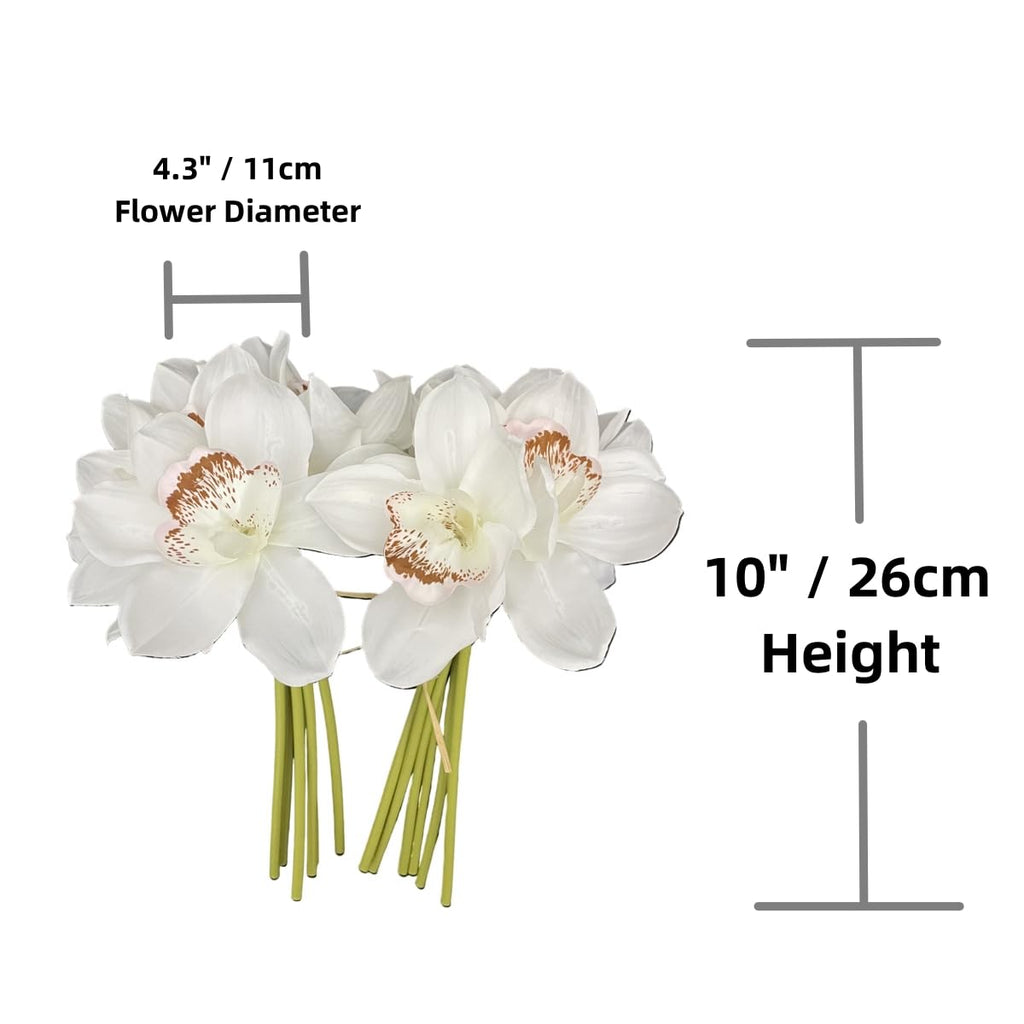 12 PCS High Quaulity Latex Real Touch Cymbidium Orchid Artificial Flower Bouquet for Wedding Holiday Bridal Bouquet