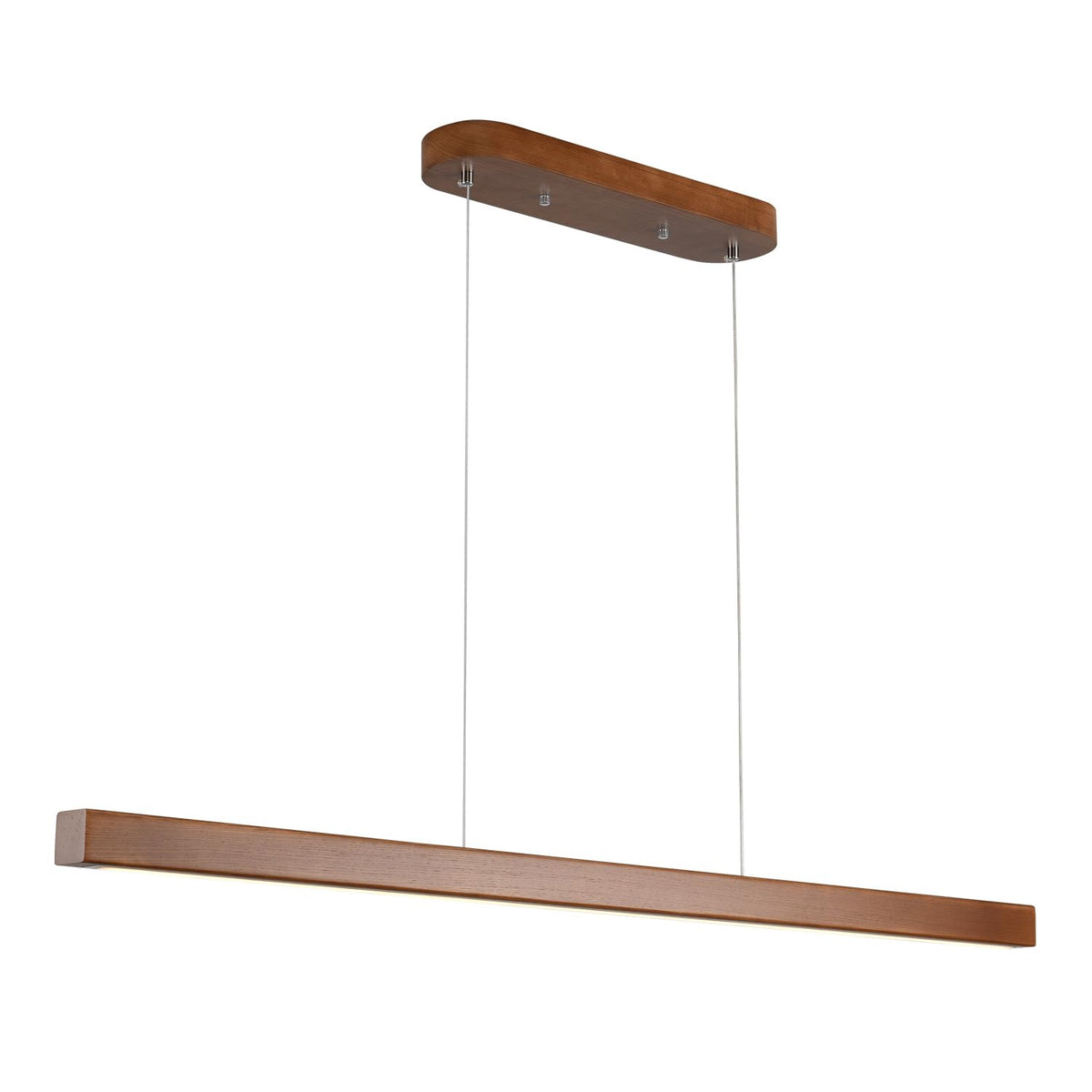 31.5" Wood Linear Pendant Light - Dimmable LED Chandelier with Remote, Adjustable Modern Farmhouse Lighting Islands