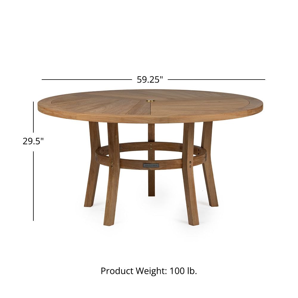 Ash & Ember Savannah 59" Grade A Teak Round Dining Table, Seats 4