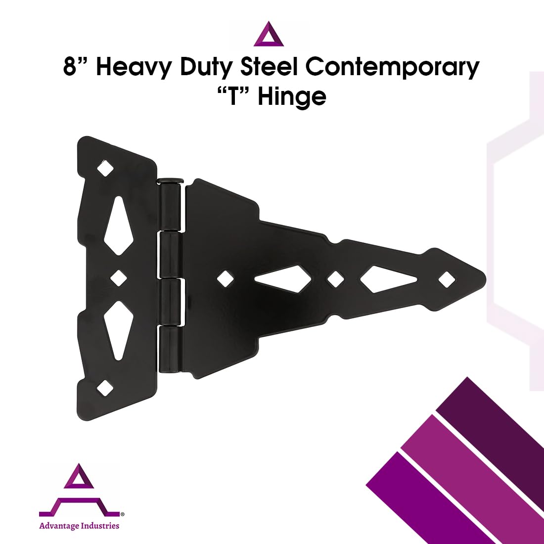 8" Decorative "T" Hinge | Heavy Duty Zinc Plated Gate Hinge | Removable Hinge Pin | Tight Hinge Tolerance