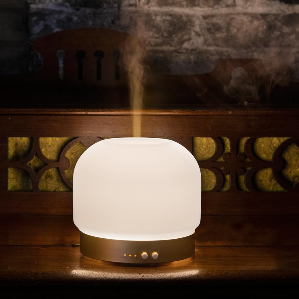 Essential Oil Diffusers for Large Room 280ml Aromatherapy Diffuser - Glass Cover, 4 Timers, Auto Shut-Off, Adjustable