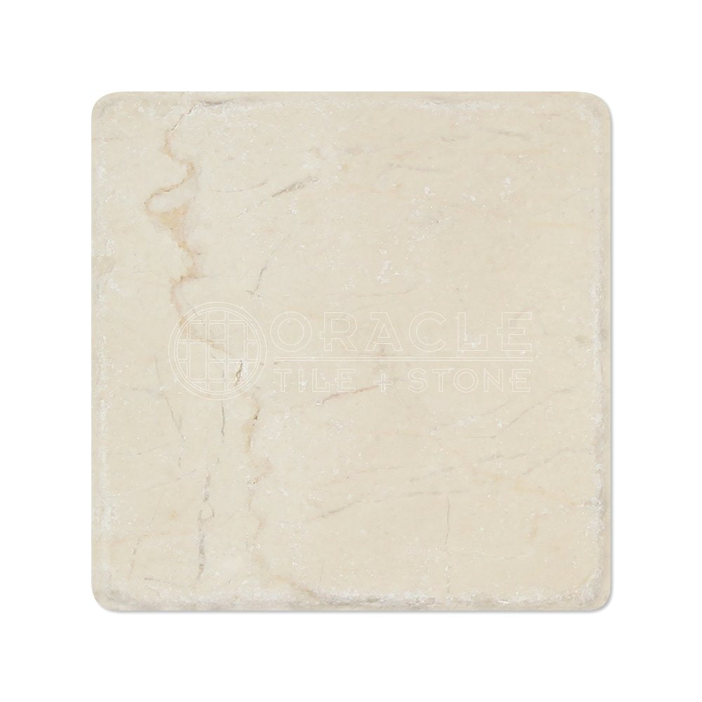 Crema Marfil Spanish Marble 4 X 4 Subway Field Tile, Tumbled