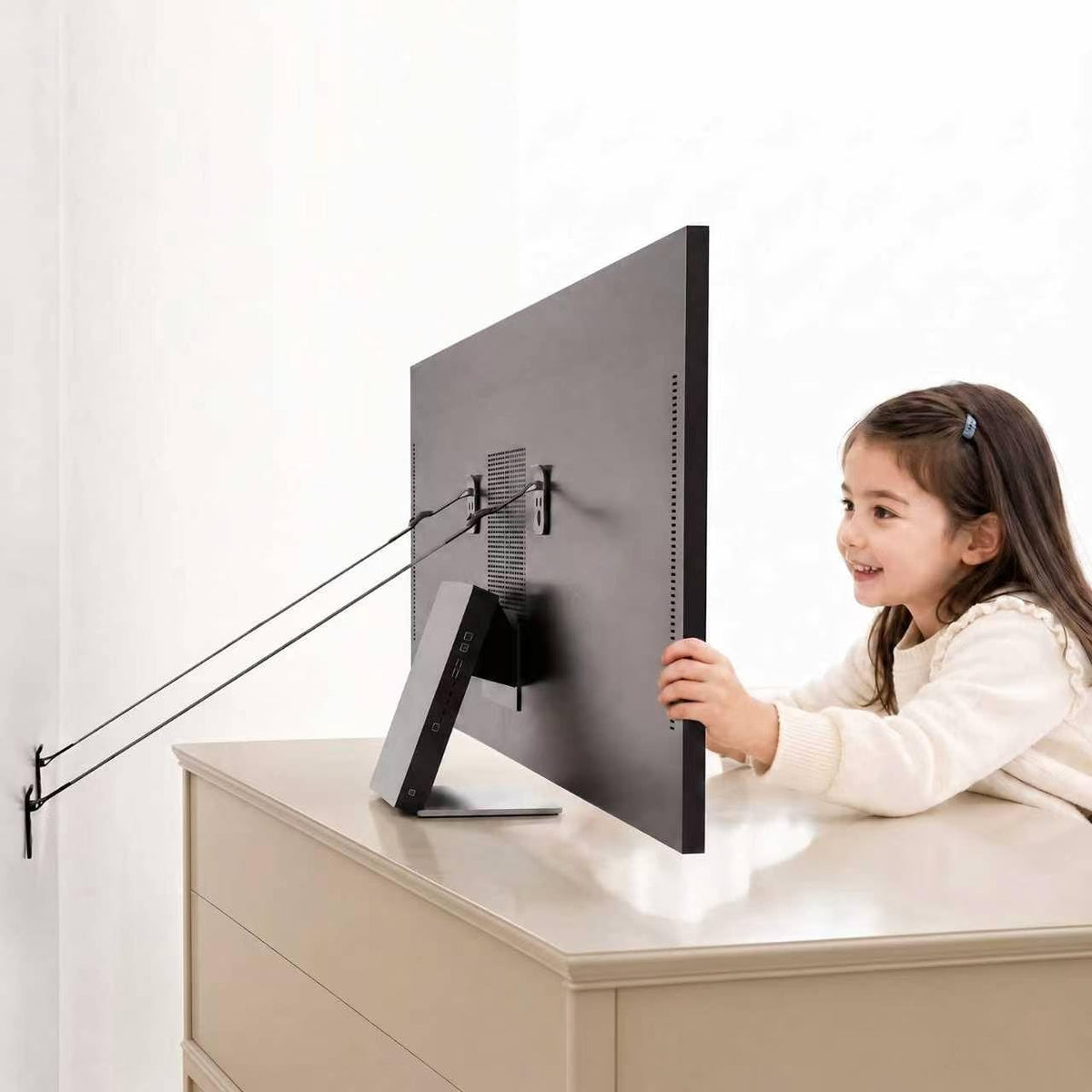 TV Wall Anchor for Baby Proofing No Drill Black, 4 Pack