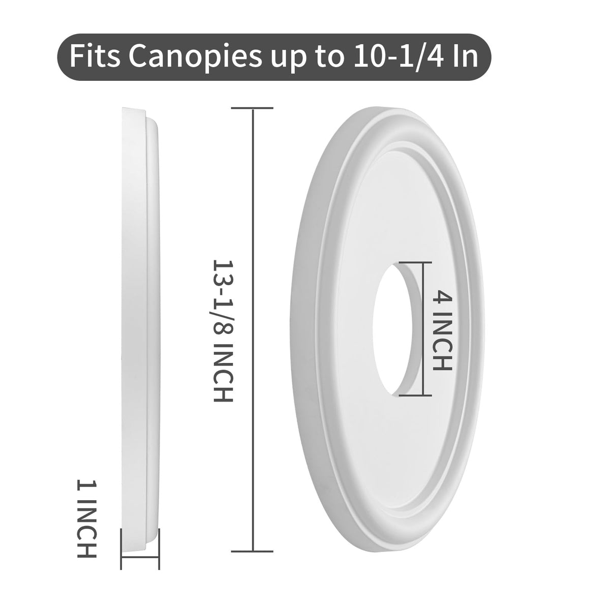 Molded PU Ceiling Medallion for Light Fixtures and Ceiling Fans, 13.1"OD x 4"ID x 1"P (Fits Canopies up to 10.25")