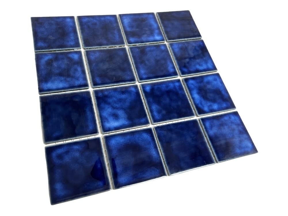 5 sq.ft. Marble Blue 3x3 Inches Porcelain Tile - Polished Square Mosaic for Swimming Pools, Spas, Showers, Kitchen