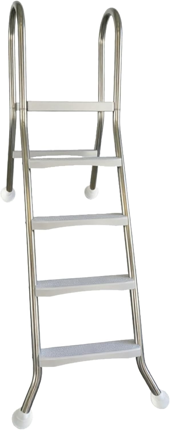 4 Step in & Above Ground Pool Ladder, 304 Stainless Steel Single Sided in-Pool Steps, 330LBS Non-Slip White Treads &