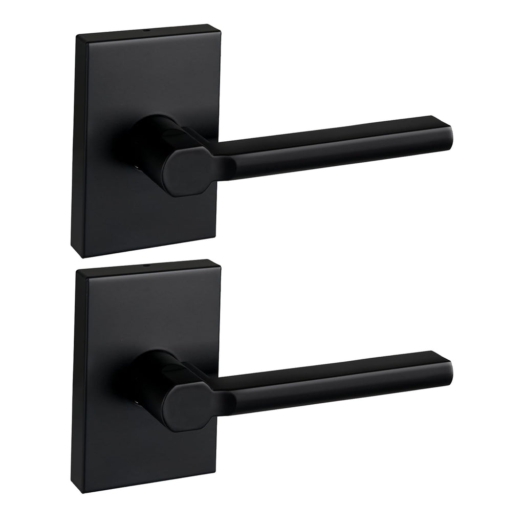 Single Sided Dummy Door Handle for Closet or Pantry, Non-Turning Matte Black Reversible Interior Push/Pull Lever