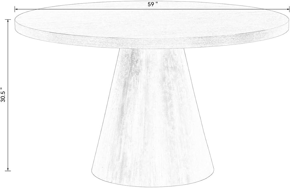 59" Round Dining Table, Mid Century Modern Round Kitchen Table for 4 6 8 People, Farmhouse Dining Table Dining Room