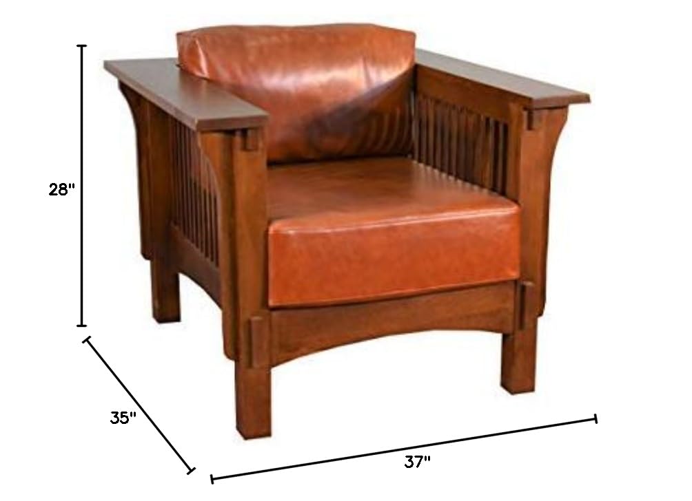 & Weavers Mission Crofter Style Oak and Leather Arm Chair/Craftsman Sofa Chair