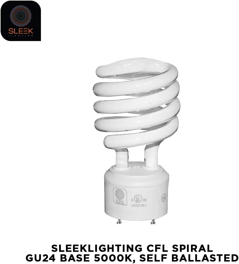 GU24 23W T2 Spiral CFL Light Bulb 5000K Daylight 2-Prong
