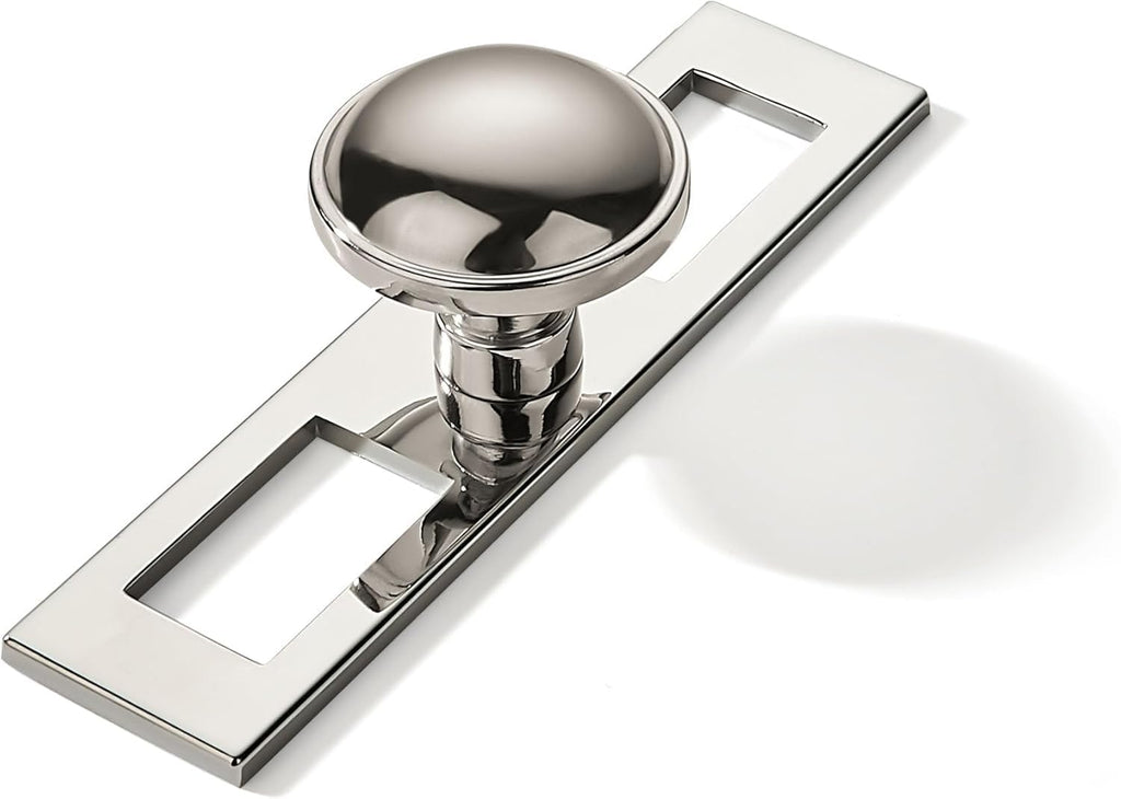10 Pack 1-1/4 Inch Cabinet Knobs Backplate with 4 Inch Base Plate Zinc Solid Polished Nickel Kitchen Cabinet Handles