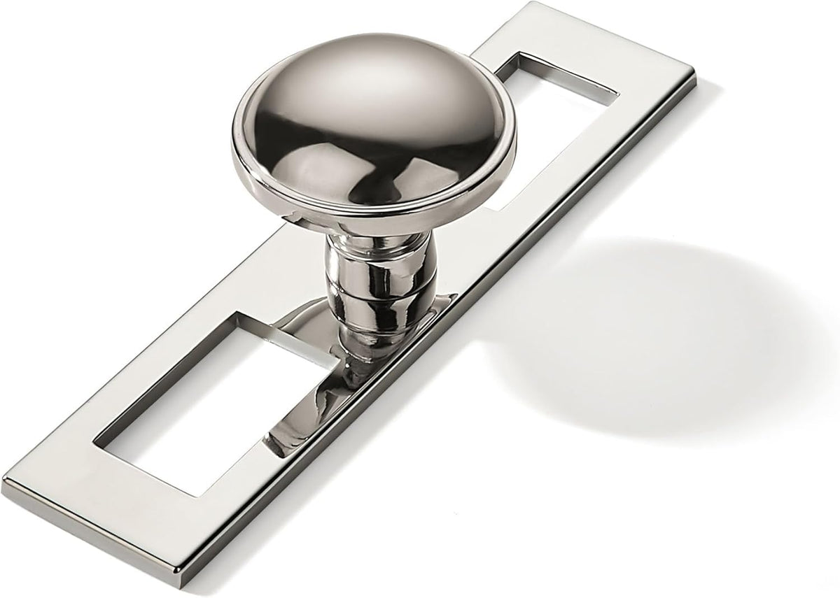 10 Pack 1-1/4 Inch Cabinet Knobs Backplate with 4 Inch Base Plate Zinc Solid Polished Nickel Kitchen Cabinet Handles