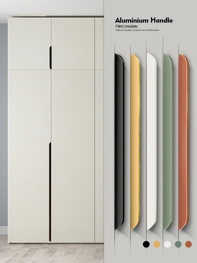 4 Pack Finger Pulls for Cabinets Finger Handles Drawer Edge Tab Pull, Modern Dresser Long Concealed Handles Kitchen