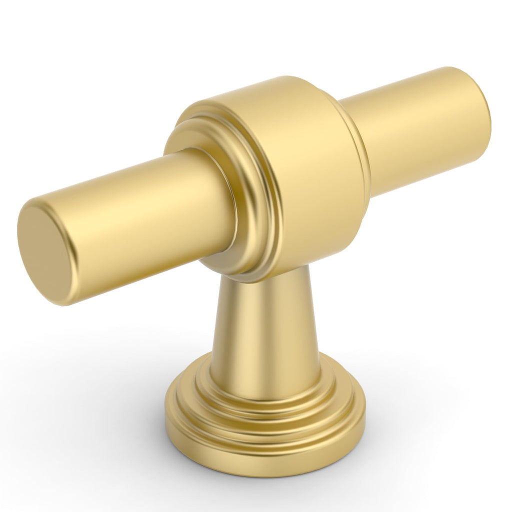 10 Pack Brushed Gold Cabinet Knobs 1.46 Inch(37mm) Single Hole Cabinet Handles Rectangle Dresser Knobs Drawer Knobs