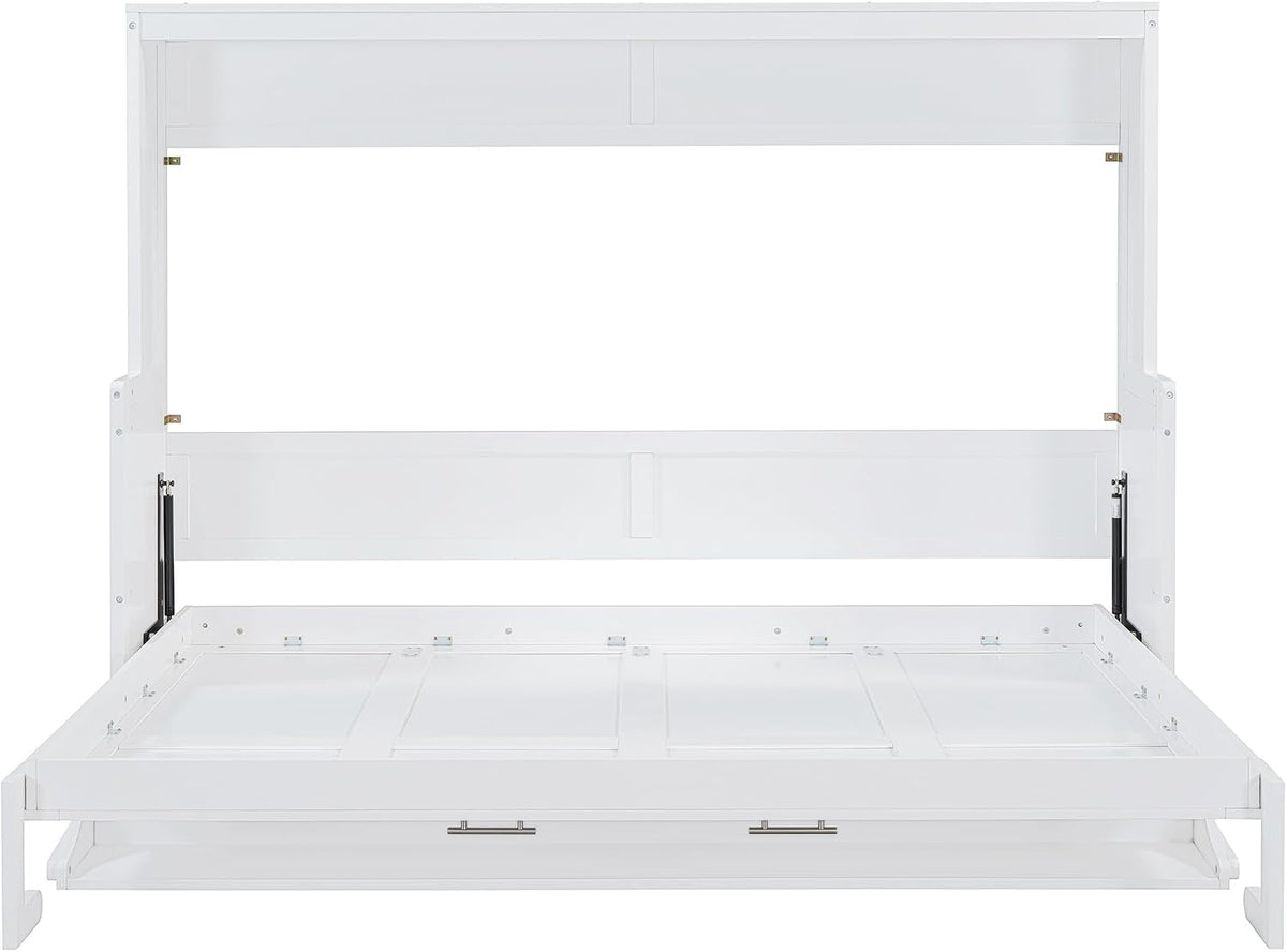 Queen Horizontal Murphy Bed with Desk, Murphy Bed can be Folded into a Cabinet, Hideaway Wall Bed Frame Space-Saving
