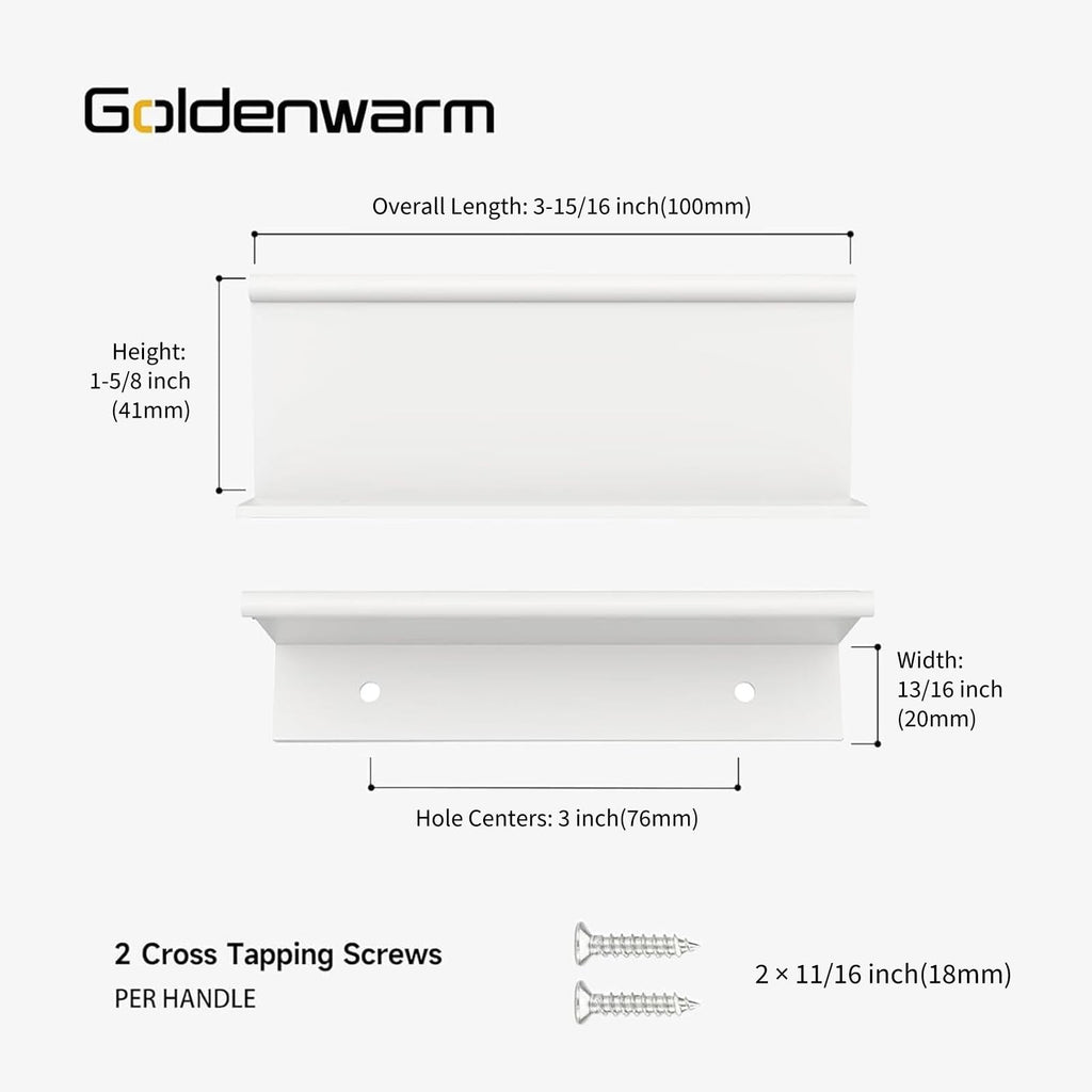 10 Pack 3in White Finger Edge Pulls Kitchen Drawer Handles