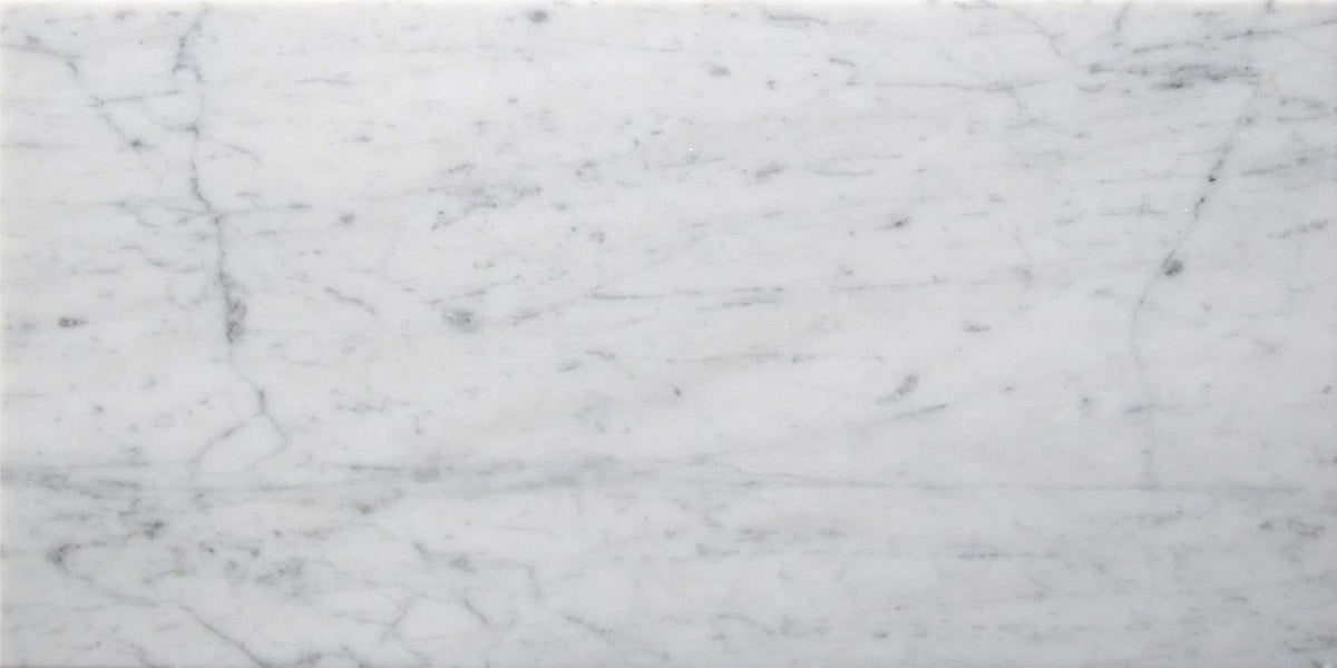 Italian Carrara White Marble Polished 12" X 24" Straight Edge Rectangular Field Tile -10 sq.ft.