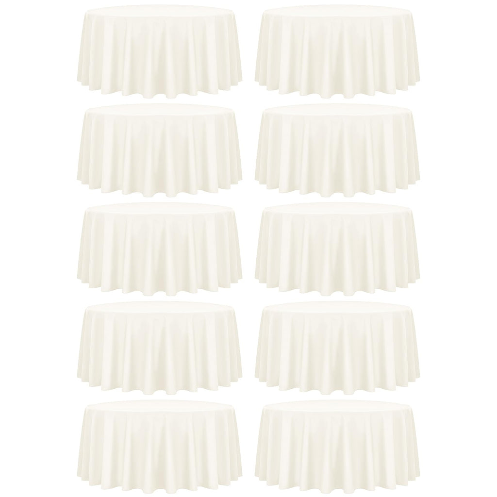 10 Packs Ivory Round Tablecloth - 120 Inch, Polyester