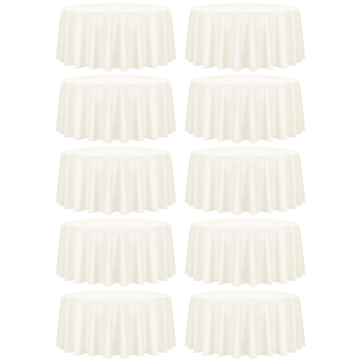 10 Packs Ivory Round Tablecloth - 120 Inch, Polyester