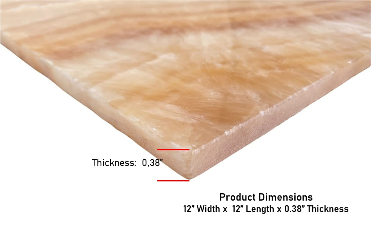 Premium Gold Onyx 12x12 Polished Marble Tile - Natural Stone Floor, Kitchen Backsplash, Fireplace Surround, Wall