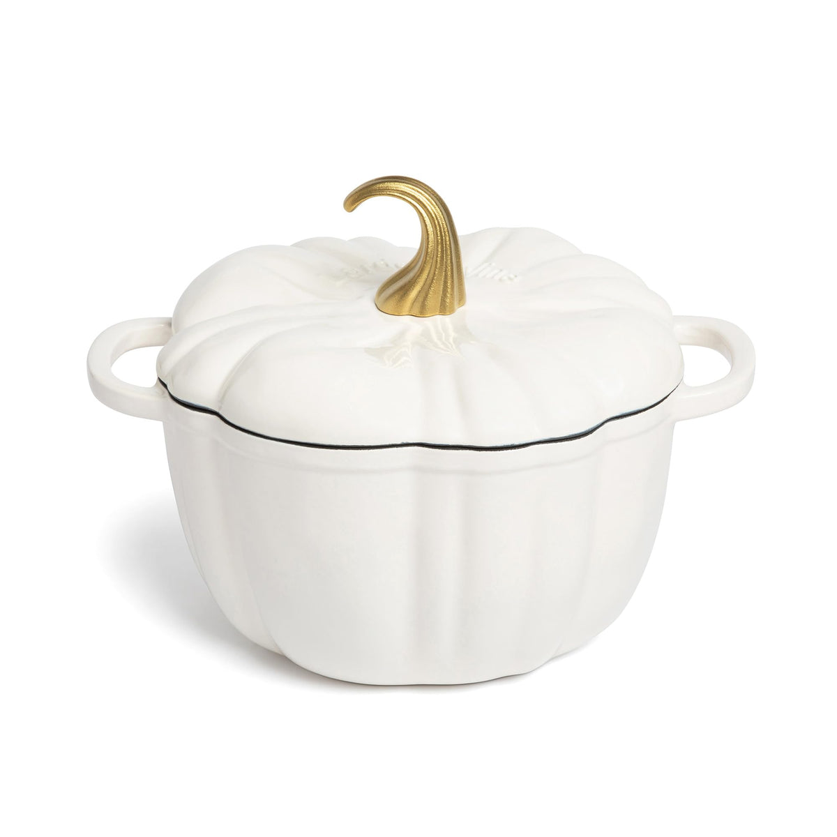5.5 qt Pumpkin Enameled Cast Iron Dutch Oven Pot, White