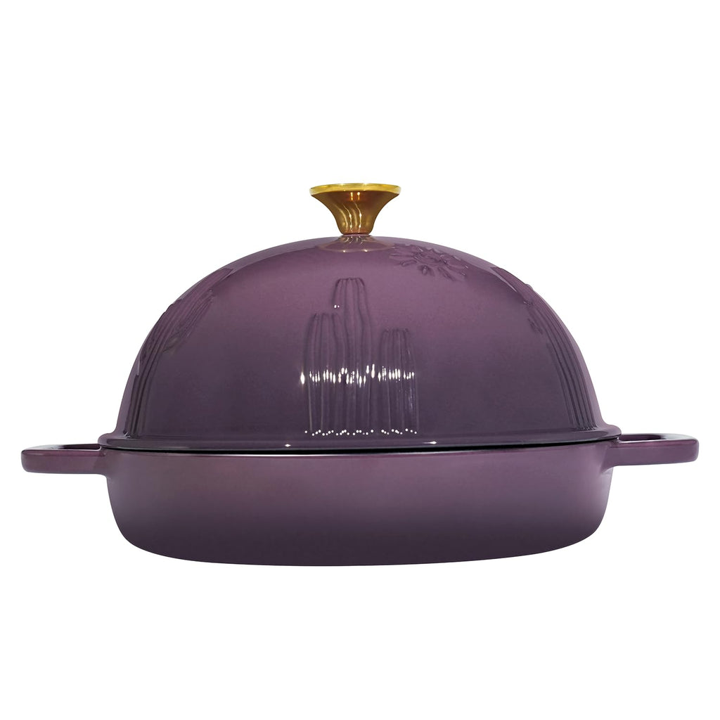 Bread Oven Cast Iron Bread Dutch Oven with Cloche Lid for Bread Baking Magenta Enameled Cast Iron Bread Oven with