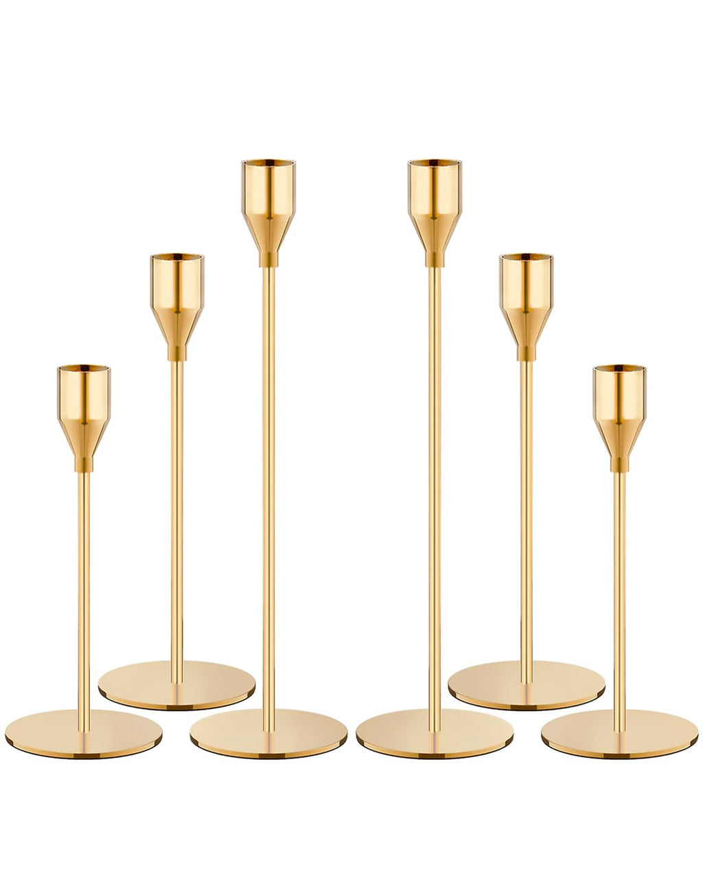 Set of 6 Gold Taper Candle Holders, Tall Candlesticks Holder for Dining Table Centerpiece, Fall Decor, Fireplace