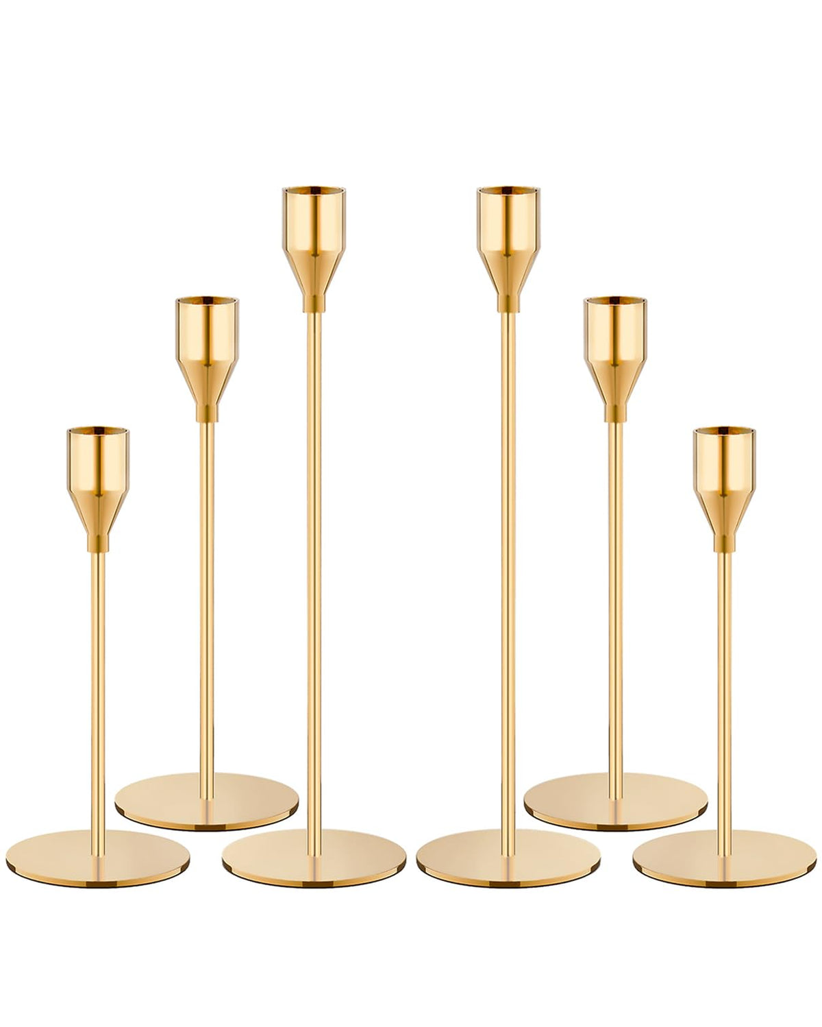 Set of 6 Gold Taper Candle Holders, Tall Candlesticks Holder for Dining Table Centerpiece, Fall Decor, Fireplace