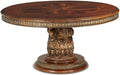 Traditional Round Wood Dining Table, Classic Chestnut Finish, 30.50" H x 84" W x 60" D, Intricate Pedestal Base
