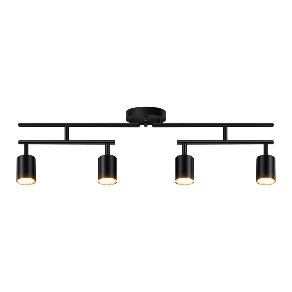Black Track Lighting Kit, 30" LED Track Lighting Fixtures Ceiling, 4 Light Ceiling Spotlights, Kitchen Light