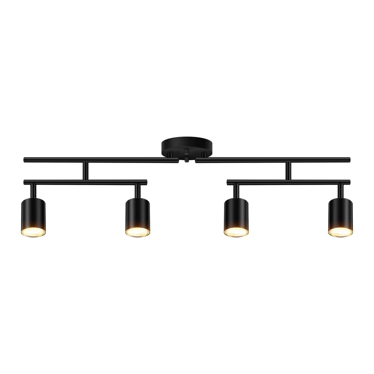 Black Track Lighting Kit, 30" LED Track Lighting Fixtures Ceiling, 4 Light Ceiling Spotlights, Kitchen Light