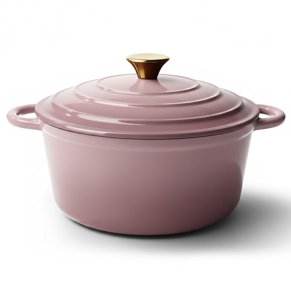 Vintage Style 6 Quart Dutch Oven Pot with Lid, Non Stick Enameled Cast Iron Dutch Oven for Bread Baking, Heavy-Duty