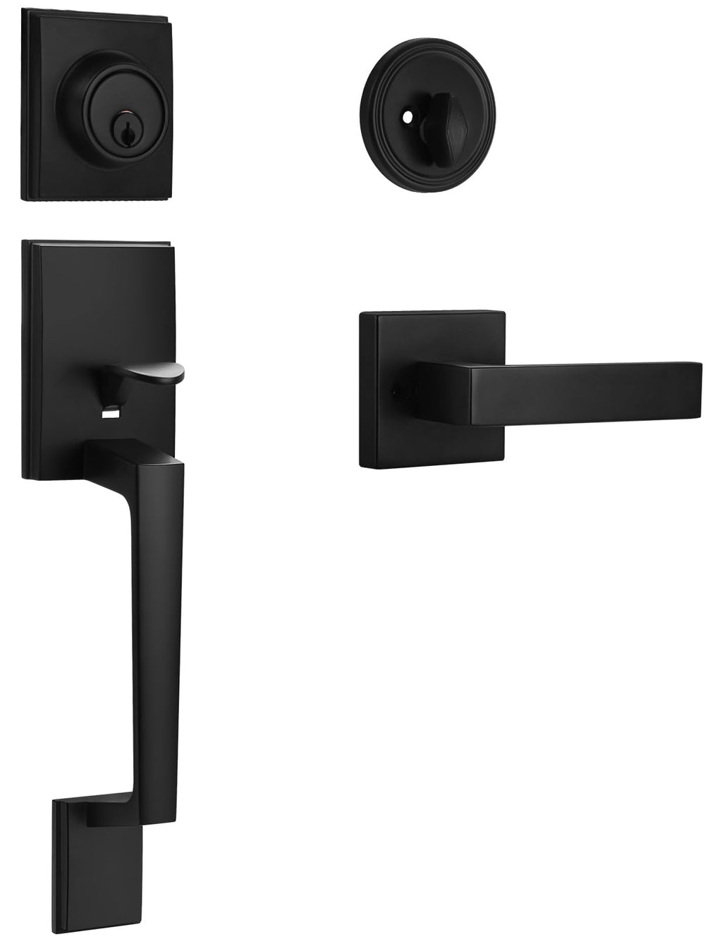 Matte Black Front Door Handle and Deadbolt Set,Exterior Front Door Lock Set