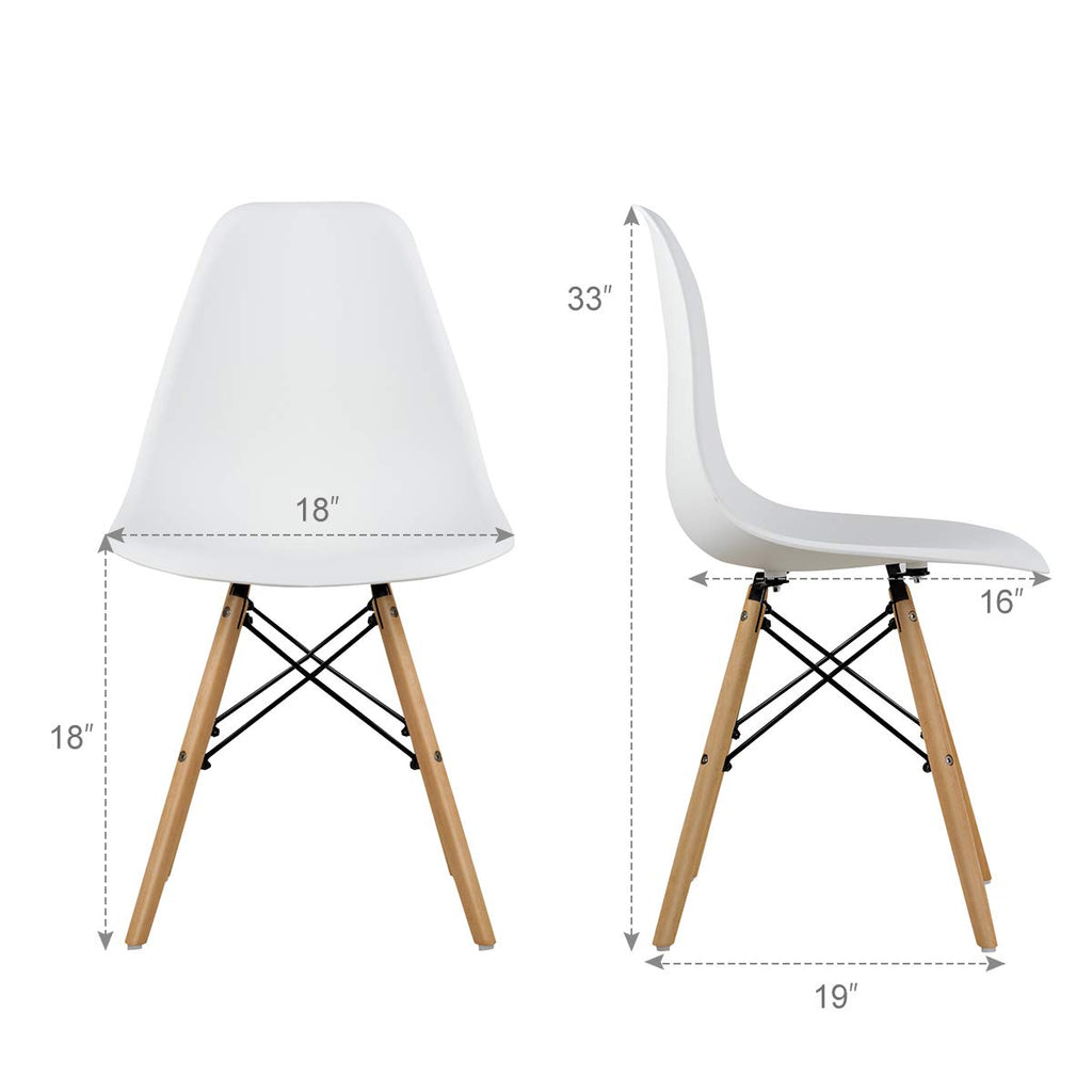 Inspired Eames Style DSW Dining Chairs, Shell Plastic Chairs with Wood Legs, Modern Armless Chairs Kitchen Bedroom, Eiffel DSW