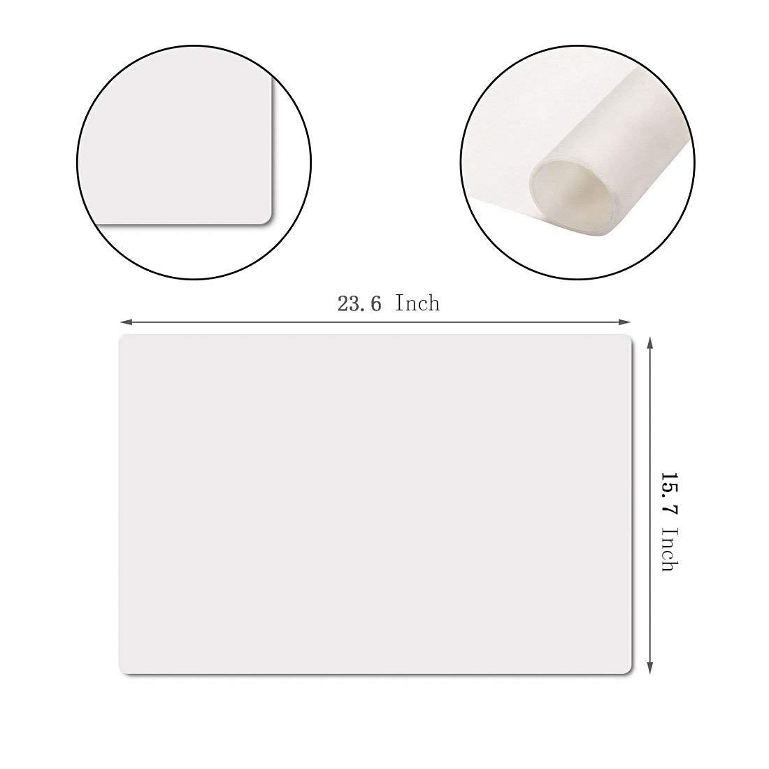 23.6'' by 15.7''Flexible Silicone Placemat Non Slip Waterproof Heat Resistant Dinner Table Transparent with Fog 2 PCS