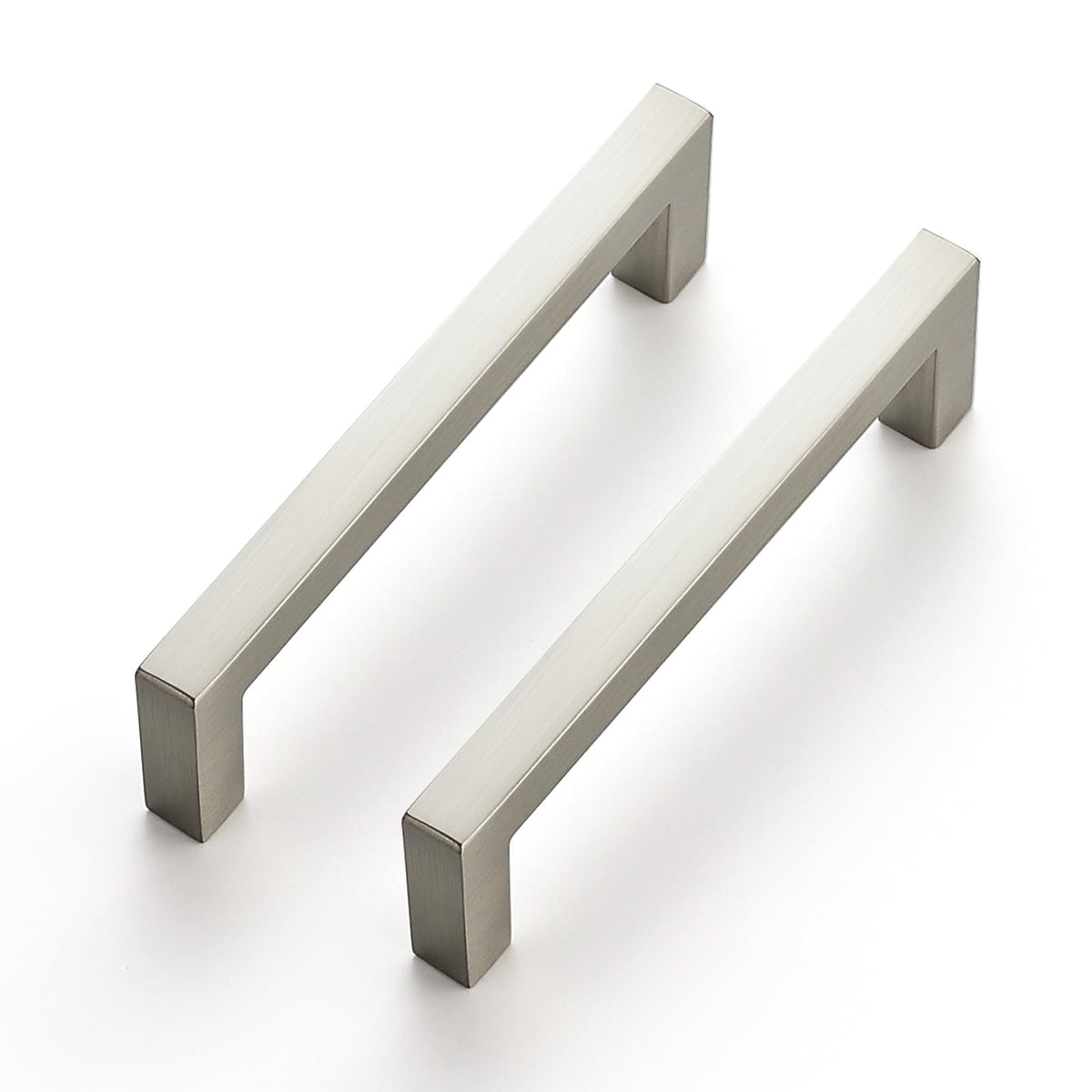Brushed Nickel Square Solid Cabinet Handles, 3-1/2 Inch, 15 Pack