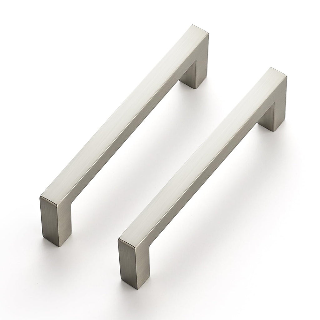 Brushed Nickel Square Solid Cabinet Handles, 3-1/2 Inch, 10 Pack