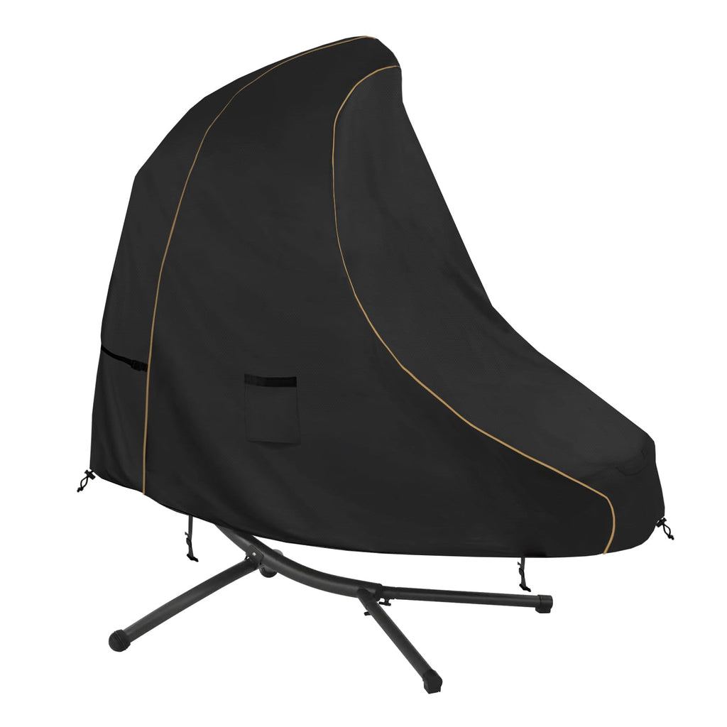 73 Inch Patio Hanging Chaise Lounge Cover - Classic Black 600D Tough Canvas Heavy Duty Waterproof Outdoor Curved