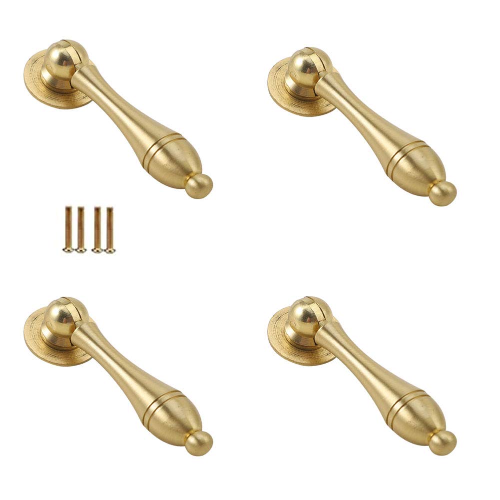 4 pcs Brass Antique Style Metal Drawer Tear Drop Cabinet Decorative Pull Handle Knob for Cabinet Hardware Kitchen
